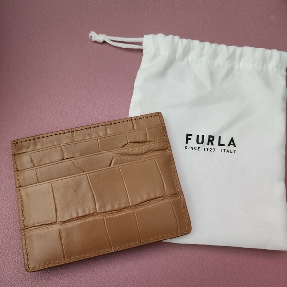 Furla Croco Credit Card Case Caramello - Picture 3 of 3